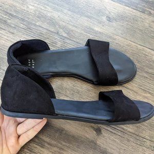 BLACK SUEDE SLIDE SANDALS - A NEW DAY - WOMEN'S SIZE 8.5